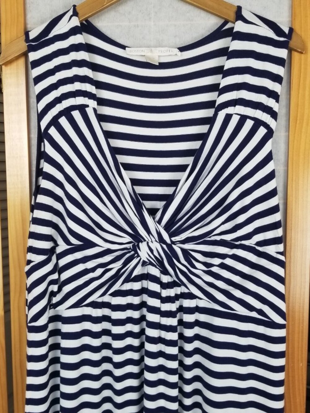 Boston Proper Navy & White Knot-Front Midi Dress - Picture 2 of 8